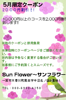 5月限定クーポン:Sun Flower〜サンフラワー